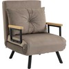 Fotelis HOMCOM Sofa-lova, sulankstoma lova su lovos funkcija, atlošiama su atlošais, minkšta sofa su reguliuojamu atlošu, aksomo išvaizdos, 63 x 73 x 81 cm, šviesiai ruda