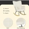 Fotelis "HOMCOM" supamasis krėslas, supamasis krėslas su aksomo išvaizda, porankis, krėslas su mediniais bėgiais, gulimas krėslas svetainei, miegamajam, smėlio spalvos