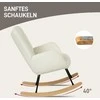 Fotelis HOMCOM supamasis krėslas, supamasis krėslas su Berbero vilnos išvaizda, porankis, minkštas krėslas su mediniais bėgeliais, gulimas krėslas svetainei, miegamajam, maksimali apkrova 120 kg, baltas
