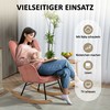 Fotelis HOMCOM Supamasis krėslas, supamasis krėslas su virvės išvaizda, porankis, krėslas su mediniais bėgiais, gulimas krėslas svetainei, miegamajam, rožinis