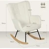 Fotelis HOMCOM supamasis krėslas, supamasis krėslas su Berbero vilnos išvaizda, porankis, minkštas krėslas su mediniais bėgeliais, gulimas krėslas svetainei, miegamajam, maksimali apkrova 120 kg, baltas