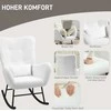 Fotelis "HOMCOM" supamoji kėdė, supamoji kėdė su porankiu, "Teddy" audinio išvaizda, slaugos kėdė su mediniais bėgiais, juosmens pagalvėlė, gulimasis krėslas, supamoji kėdė svetainei, miegamajam, kreminė balta