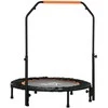 HOMCOM 102 cm fitneso batutas, sulankstomas mini batutas su keturių lygių reguliuojama rankena, fitneso atšokimo batutas suaugusiems, iki 100 kg, juodas