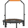 HOMCOM 102 cm fitneso batutas, sulankstomas mini batutas su keturių lygių reguliuojama rankena, fitneso atšokimo batutas suaugusiems, iki 100 kg, juodas