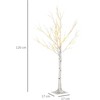 Homcom LED dirbtinis beržas su 72 šiltai baltomis LED lemputėmis, baltas, 17 x 17 x 120 cm