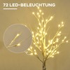 Homcom LED dirbtinis beržas su 72 šiltai baltomis LED lemputėmis, baltas, 17 x 17 x 120 cm