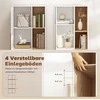 HOMCOM 176 cm aukščio knygų lentyna, 4 atviros lentynos, 2 spintelės, laisvai pastatoma, MDF, balta