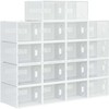 HOMCOM 18 batų dėžių rinkinys, batų organizatorius su magnetinėmis durelėmis, batų dėžė su dangčiu, plastikinė batų laikymo dėžė, skirta batams iki 45 dydžio, skaidri+balta