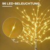 Homcom LED dekoratyvinis beržas su 96 šiltai baltomis LED lemputėmis, baltas, 22 × 22 × 180 cm