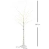 LED dekoratyvinis beržas su 96 šiltai baltomis LED lemputėmis, baltas, 22 × 22 × 180 cm
