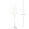 Homcom LED dekoratyvinis beržas su 96 šiltai baltomis LED lemputėmis, baltas, 22 × 22 × 180 cm