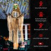 HOMCOM 183cm Helovino dekoracija Kabantis skeletas su LED žibintais, garso funkcija, priekinių durų dekoracija su reguliuojamomis rankomis, natūralaus dydžio sodo dekoracija, skirta vakarėliams