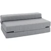 HOMCOM 2-in-1 sulankstoma grindų sofa-lova, lino išvaizdos, skirta 2 asmenims, paminkštinta, atlaikanti iki 250 kg, svetainei ir miegamajam, pilka