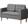 HOMCOM 2-viečių sofa, medžiaginė, nuimama, su pagalvėlėmis, kaučiukmedis, medvilnė, pilka, 117 x 62 x 78 cm