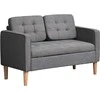 HOMCOM 2-viečių sofa, medžiaginė, nuimama, su pagalvėlėmis, kaučiukmedis, medvilnė, pilka, 117 x 62 x 78 cm