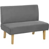 HOMCOM 2-vietė sofa, sofa su velveto optika, medinės kojelės, paminkštinta sofa, dvivietė sofa miegamajam, svetainei, 110 x 62 x 85 cm, pilka
