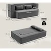 HOMCOM 2 vietų miegamoji sofa iš putplasčio, miegojimo sofa su plačiais porankiais, 2 pagalvėlės, 360 kg keliamoji galia, pilka
