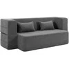 HOMCOM 2 vietų miegamoji sofa iš putplasčio, miegojimo sofa su plačiais porankiais, 2 pagalvėlės, 360 kg keliamoji galia, pilka