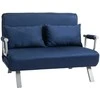 HOMCOM 2 vietų sofa-lova su miegamąja funkcija, sofa-lova su reguliuojamu atlošu, pagalvė, aksomo išvaizdos sofa, porankis, minkšta sofa svetainei, miegamajam, mėlyna