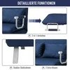 HOMCOM 2 vietų sofa-lova su miegamąja funkcija, sofa-lova su reguliuojamu atlošu, pagalvė, aksomo išvaizdos sofa, porankis, minkšta sofa svetainei, miegamajam, mėlyna