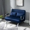 HOMCOM 2 vietų sofa-lova su miegamąja funkcija, sofa-lova su reguliuojamu atlošu, pagalvė, aksomo išvaizdos sofa, porankis, minkšta sofa svetainei, miegamajam, mėlyna