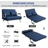 HOMCOM 2 vietų sofa-lova su miegamąja funkcija, sofa-lova su reguliuojamu atlošu, pagalvė, aksomo išvaizdos sofa, porankis, minkšta sofa svetainei, miegamajam, mėlyna