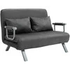 HOMCOM 2 vietų sofa-lova su porankiu 65x69x80cm 3-in-1 sofa-lova, svečių lova, sulankstomas čiužinys, zomšos imitacija, pilka