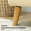 HOMCOM dvivietė sofa, maža sofa su aksomo efektu, medinės kojelės, paminkštinta sofa su porankiais svetainei, miegamajam, 130 x 74 x 79 cm, kreminė balta