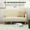 HOMCOM 2 vietų sofa, maža aksomo išvaizdos sofa, medinės kojos, stora minkšta sofa su porankiu, skirta svetainei, miegamajam, 130 x 74 x 79 cm, kreminės baltos spalvos