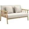 HOMCOM 2 vietų sofa sofa 2 juosmens pagalvėlės minkštos medinio rėmo lino išvaizdos dvigulė sofa mažiems kambariams Smėlio spalvos