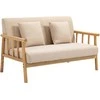 HOMCOM dvivietė sofa, 2 pagalvėlės juosmeniui, paminkštinta, medinis rėmas, lino išvaizda, mažiems kambariams, smėlio spalvos