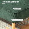 HOMCOM 2 vietų sofa, sofa su kordine išvaizda, medinės kojos, minkšta sofa, dvivietė sofa svetainei, miegamajam, 117 x 56,5 x 77 cm, žalios spalvos