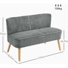 HOMCOM 2 vietų sofa, sofa su kordine išvaizda, medinės kojos, minkšta sofa, dvivietė sofa svetainei, miegamajam, 117 x 56,5 x 77 cm, pilka