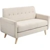 Homcom 2 vietų sofa, sofa su storomis sėdynės ir atlošo pagalvėlėmis, aksomo išvaizdos, minkšta sofa su medinėmis kojomis, dvivietė modernaus stiliaus sofa svetainei, miegamajam, smėlio spalvos