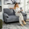 HOMCOM 2 vietų sofa, storos pagalvėlės, aksominis apmušalas, minkšta sofa, juoda