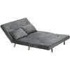 Homcom 2 vietų sofa su lovos funkcija, aksomo išvaizdos, pilka, 130 x 78 x 79 cm