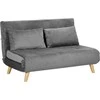 Homcom 2 vietų sofa su lovos funkcija, aksomo išvaizdos, pilka, 130 x 78 x 79 cm