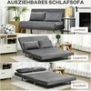 HOMCOM 2 vietų sofa-lova, išskleidžiama sofa su miegamąja funkcija, reguliuojamu atlošu, pagalvėlėmis, aksominės išvaizdos, pilka, 130 x 78 x 79 cm