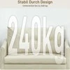HOMCOM 2 vietų sofa su putplasčio paminkštinimu ir audinio apmušalu, skirta svetainei, miegamajam, metalinis rėmas, kreminės baltos spalvos HOMCOM
