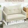 HOMCOM 2-vietė sofa su porolono paminkštinimu ir medžiaginiu apmušalu, skirta svetainei, miegamajam, metalinis rėmas, kreminė balta
