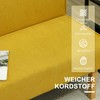 HOMCOM dvivietė sofa, sofa su velveto išvaizda, medinės kojelės, paminkštinta sofa, dvigubė sofa miegamajam, svetainei, 110 x 62 x 85 cm, geltona