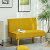 HOMCOM dvivietė sofa, sofa su velveto išvaizda, medinės kojelės, paminkštinta sofa, dvigubė sofa miegamajam, svetainei, 110 x 62 x 85 cm, geltona