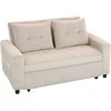 HOMCOM dvivietė sofa-lova, velvetinis užvalkalas, transformuojama į sofą-lovą, 2 pagalvės, šoninės kišenės, 157 x 190 cm, kreminė balta