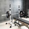 HOMCOM 2 vnt. štangų stovų rinkinys, 3 aukščio reguliuojami lygių štangų laikikliai, plieniniai štangos laikikliai iki 200 kg, pritūpimų stovas, štangos stovas, svarmenų diskų stovas jėgos treniruotėms