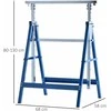 HOMCOM 2 x pastolių ožys, atraminis stovas, sulankstomas, reguliuojamo aukščio, iki 200 kg, plienas, mėlynas, 68x58x80-130 cm