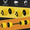 HOMCOM 25 kg hanteliai ir štangos, reguliuojamas ergonomiškas 3-in-1 hantelių rinkinys, 12 × plokštelių, 2 × trumpi strypai, 1 × ilgas strypas, geltona + juoda