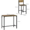 HOMCOM 3 dalių baro komplektas, baro stalas, 2 kėdės, MDF, metalinis rėmas, atsparus vandeniui, rudas