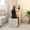 HOMCOM 3-in-1 kosmetinis staliukas su veidrodžiu, naktinė spintelė, ratukinis taburetė, stalčiai, baltas