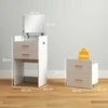HOMCOM 3-in-1 kosmetinis staliukas su veidrodžiu, naktinė spintelė, ratukinis taburetė, stalčiai, baltas
