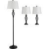 Lempos komplektas, 3 dalių vintažinis metalinis lempų komplektas, 38x158 cm, juoda, balta
